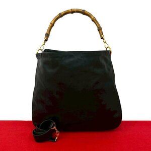 Gucci Vintage Bamboo Leather 2-Way Shoulder Bag